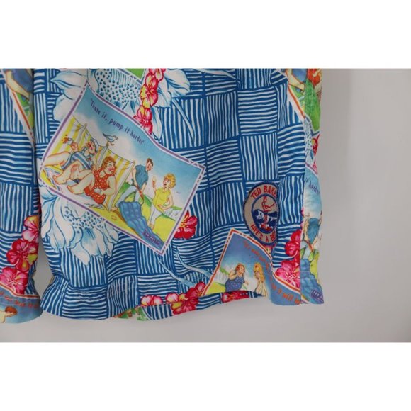 Ted Baker Swim Trunks Mens 5 Hawaiian Camp Board Shorts Drawstring fun postcard - Picture 3 of 16